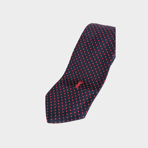 Yves Saint Laurent Navy and Red polka dot silk tie